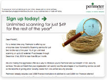 Screenshot of email