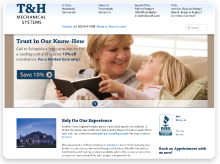Screenshot of T&H Mechanical's website